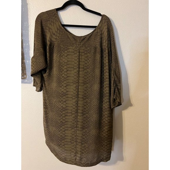 Joie Silk Dress M Medium Olive Green Black Snake Print - Picture 7 of 9
